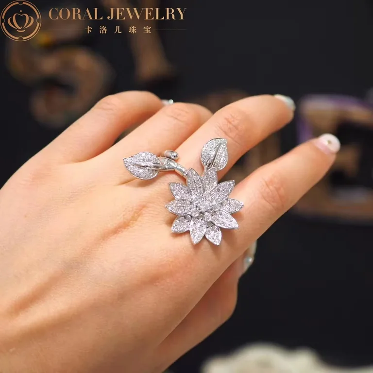 Van Cleef & Arpels VCARP1ND00-Vintage Style Lotus Between the Finger Ring? White gold Diamond Vintage Style Ring 8