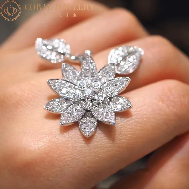 Van Cleef & Arpels VCARP1ND00-Vintage Style Lotus Between the Finger Ring? White gold Diamond Vintage Style Ring 7