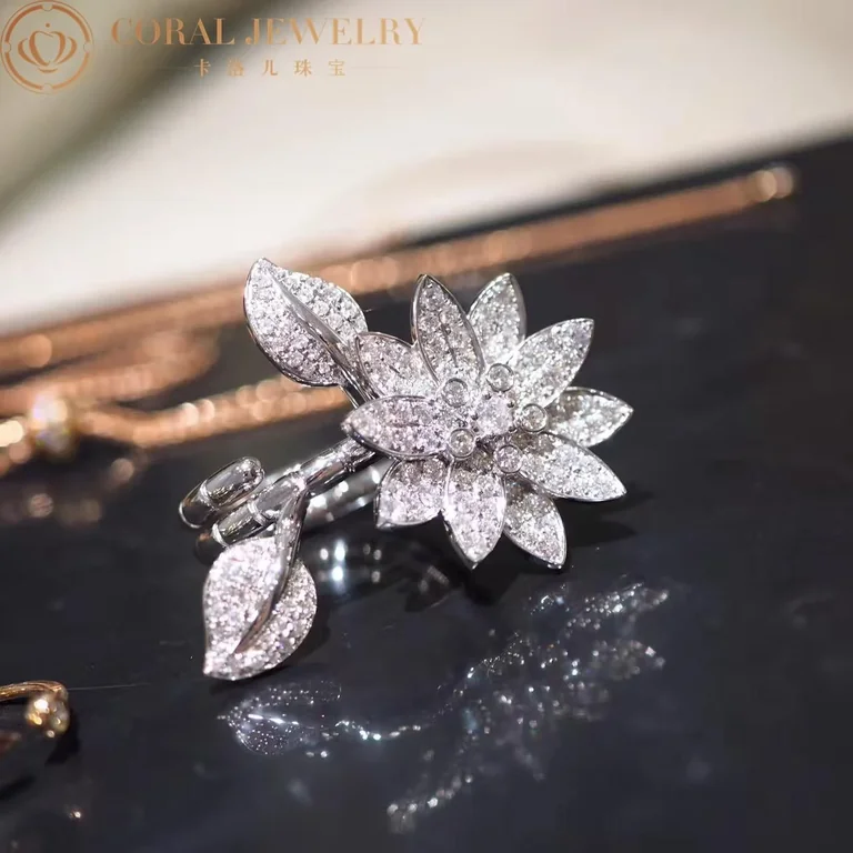 Van Cleef & Arpels VCARP1ND00-Vintage Style Lotus Between the Finger Ring? White gold Diamond Vintage Style Ring 5