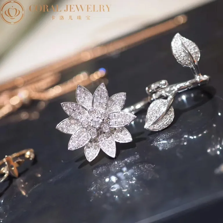 Van Cleef & Arpels VCARP1ND00-Vintage Style Lotus Between the Finger Ring? White gold Diamond Vintage Style Ring 4