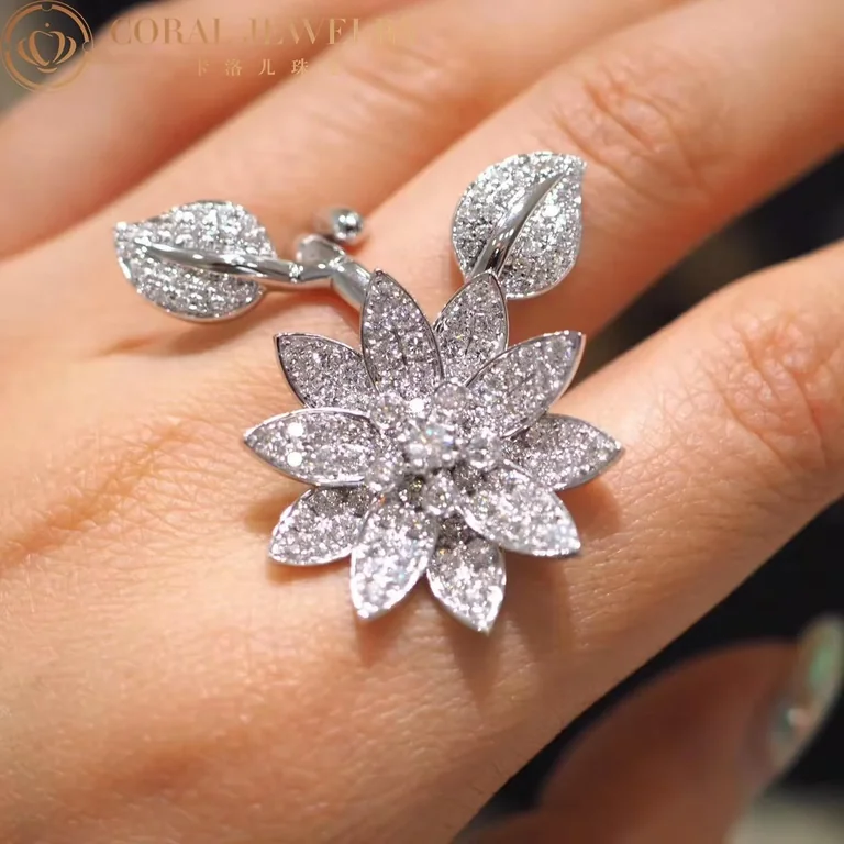 Van Cleef & Arpels VCARP1ND00-Vintage Style Lotus Between the Finger Ring? White gold Diamond Vintage Style Ring 2