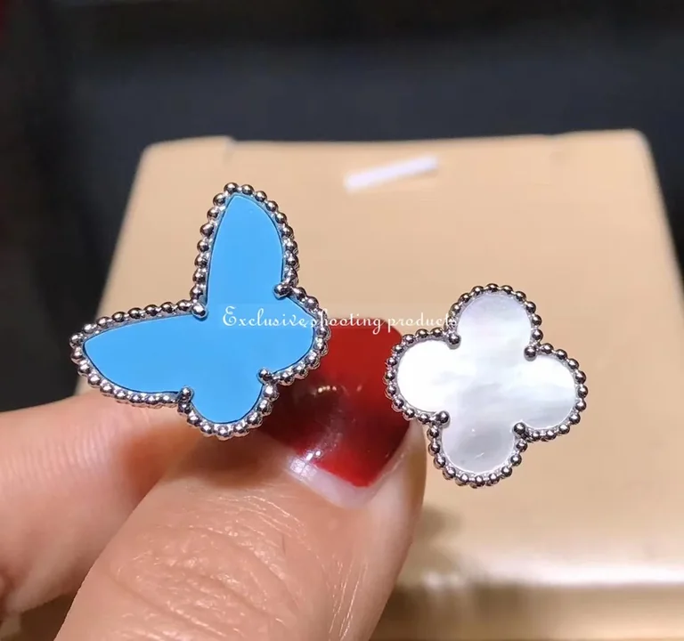 Van Cleef & Arpels VCARN5P300-WG Lucky Alhambra Between the Finger ring white gold Mother-of-pearl Turquoise ring 9