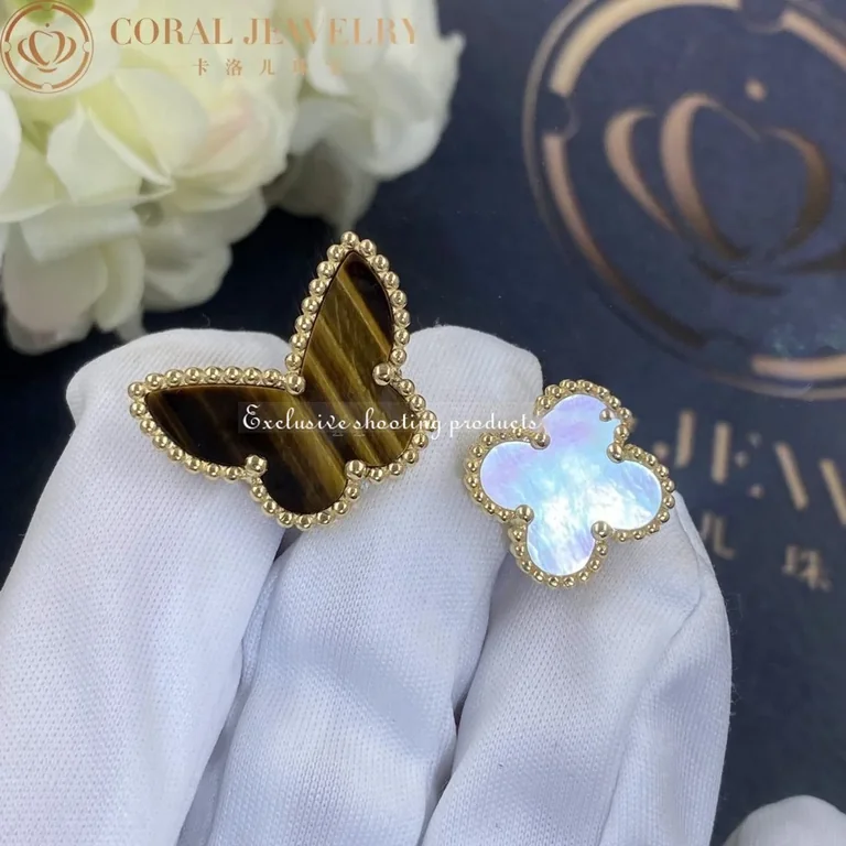 Van Cleef & Arpels VCARN05800 Lucky Alhambra Between the Finger ring Yellow gold Mother-of-pearl Tiger Eye ring 7