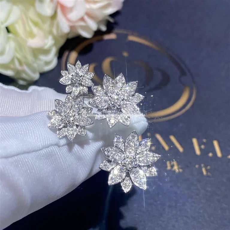 Van Cleef & Arpels VCARP7TF00 Lotus Between the Finger ring 4 flowers White gold Diamond ring 10