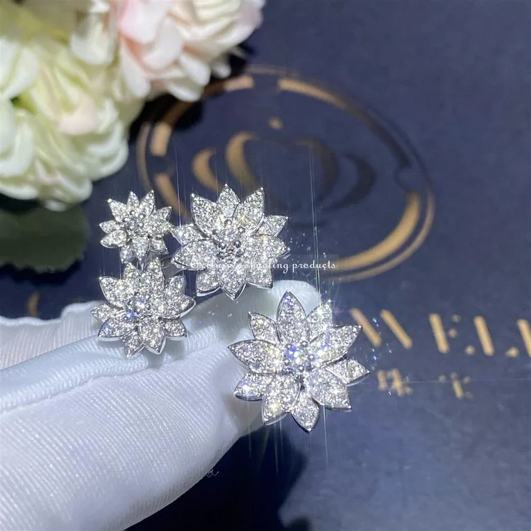 Van Cleef & Arpels VCARP7TF00 Lotus Between the Finger ring 4 flowers White gold Diamond ring 9