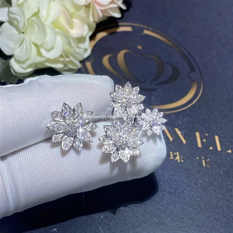 Van Cleef & Arpels VCARP7TF00 Lotus Between the Finger ring 4 flowers White gold Diamond ring 5