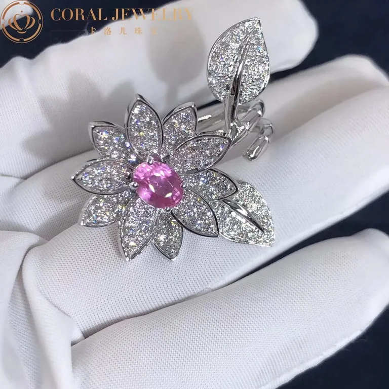 Van Cleef & Arpels VCARP1ND00-Custom Ruby Lotus Between the Finger Ring White gold Diamond Custom Ruby Ring 10