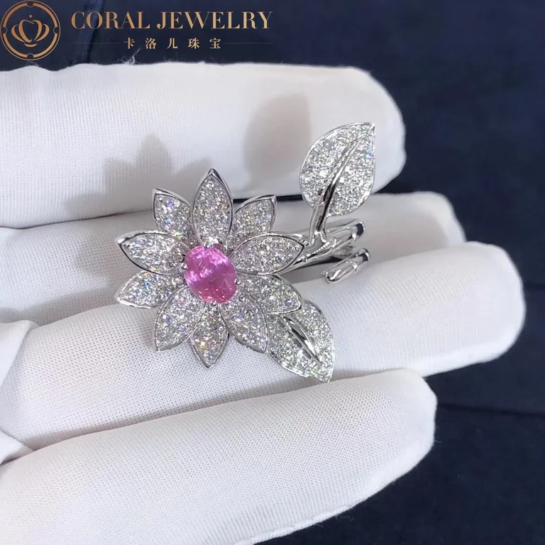Van Cleef & Arpels VCARP1ND00-Custom Ruby Lotus Between the Finger Ring White gold Diamond Custom Ruby Ring 5