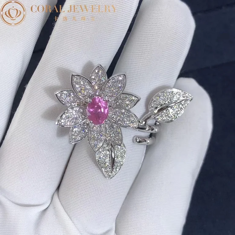 Van Cleef & Arpels VCARP1ND00-Custom Ruby Lotus Between the Finger Ring White gold Diamond Custom Ruby Ring 3