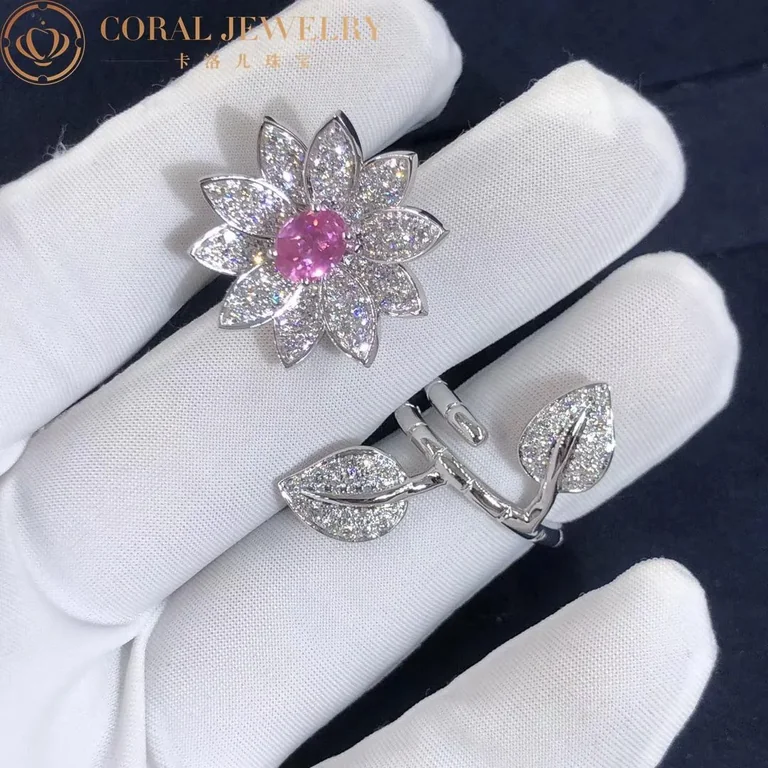 Van Cleef & Arpels VCARP1ND00-Custom Ruby Lotus Between the Finger Ring White gold Diamond Custom Ruby Ring 2