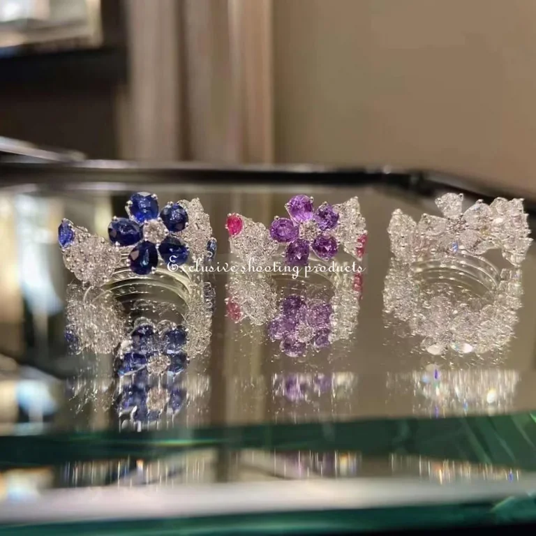 Van Cleef & Arpels VCARP05600 Folie des Prés ring White gold Diamond Sapphire ring 6