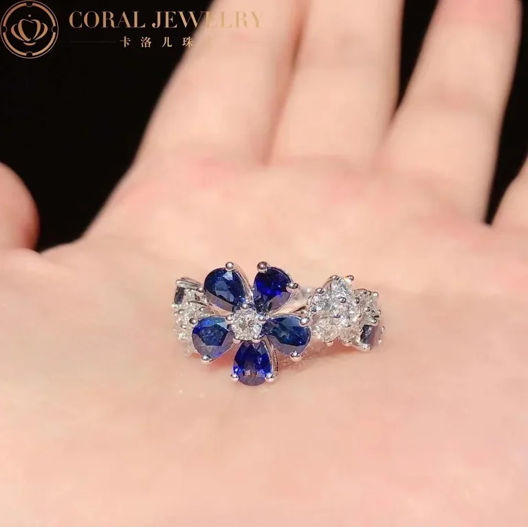 Van Cleef & Arpels VCARP05700 Folie des Prés ring White gold Diamond Sapphire ring 13