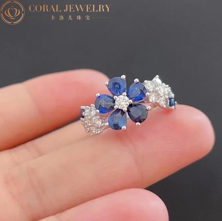 Van Cleef & Arpels VCARP05700 Folie des Prés ring White gold Diamond Sapphire ring 11