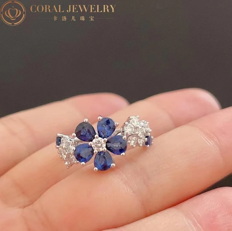 Van Cleef & Arpels VCARP05700 Folie des Prés ring White gold Diamond Sapphire ring 10