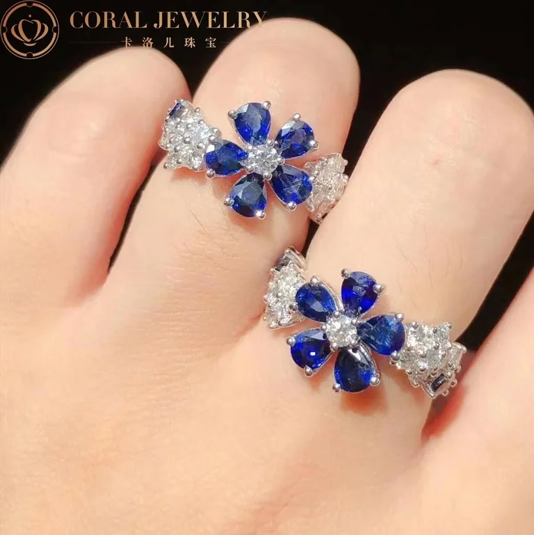 Van Cleef & Arpels VCARP05700 Folie des Prés ring White gold Diamond Sapphire ring 9