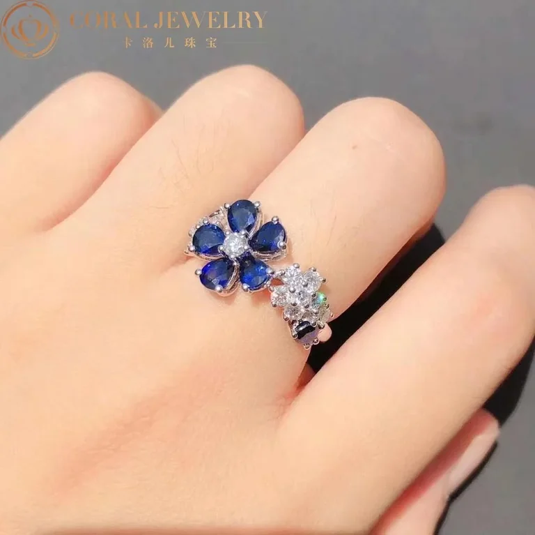 Van Cleef & Arpels VCARP05700 Folie des Prés ring White gold Diamond Sapphire ring 8