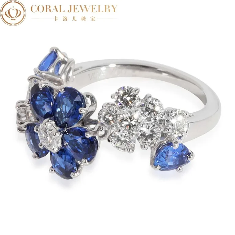 Van Cleef & Arpels VCARP05700 Folie des Prés ring White gold Diamond Sapphire ring 5