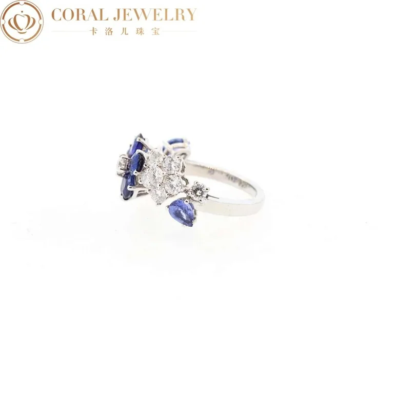 Van Cleef & Arpels VCARP05700 Folie des Prés ring White gold Diamond Sapphire ring 4