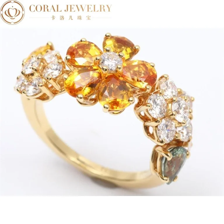 Van Cleef & Arpels VCARP05600-1 Folie des Prés ring Yellow gold Diamond Sapphire ring 3
