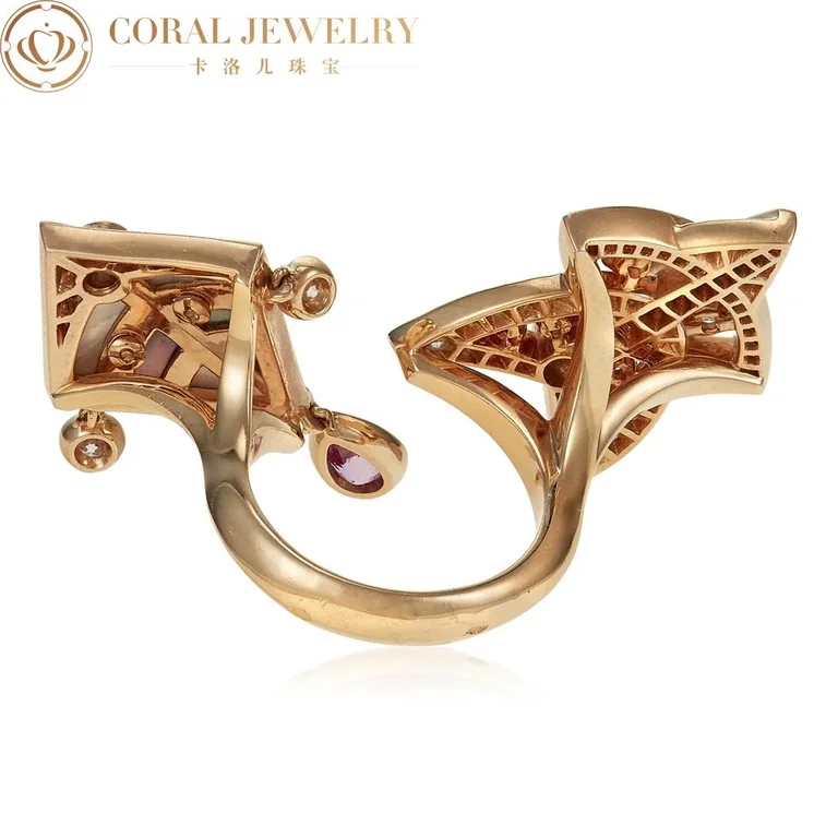 Van Cleef & Arpels VCARO5QH00 Cerfs-Volants Diamonds Color Sapphires Mother Of Pearl And Gold Ring 6