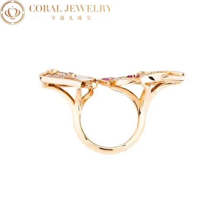 Van Cleef & Arpels VCARO5QH00 Cerfs-Volants Diamonds Color Sapphires Mother Of Pearl And Gold Ring 3