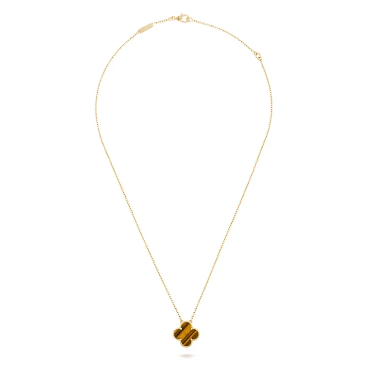 Van Cleef & Arpels VCARD38600 pendant Vintage Alhambra Yellow gold Tiger Eye pendant 5