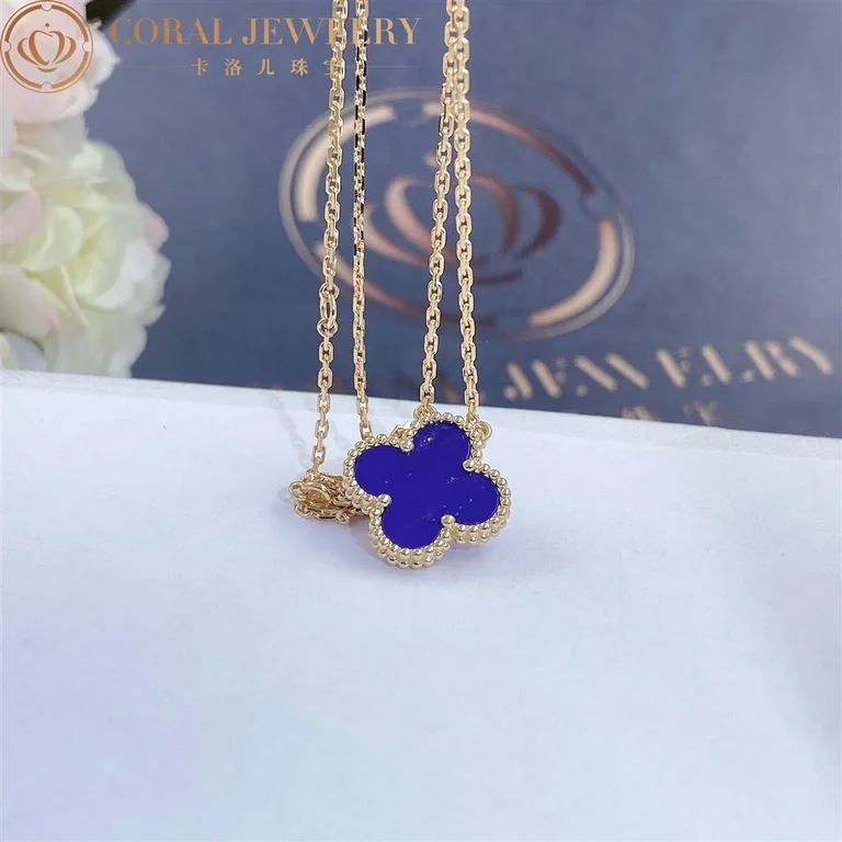 Van Cleef & Arpels Vintage Alhambra pendant Yellow gold Lapis lazuli VCARA45900 Necklace 2