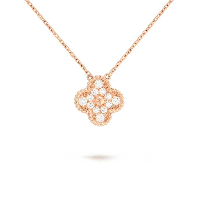 Van Cleef & Arpels VCARP2R300 Vintage Alhambra pendant Rose gold Diamond Necklaces 1