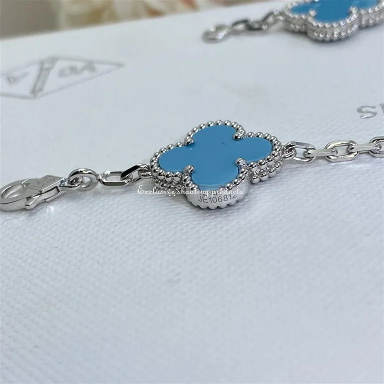 Van Cleef & Arpels VCARF48500 Vintage Alhambra necklace 10 motifs Yellow gold Turquoise Necklace 12