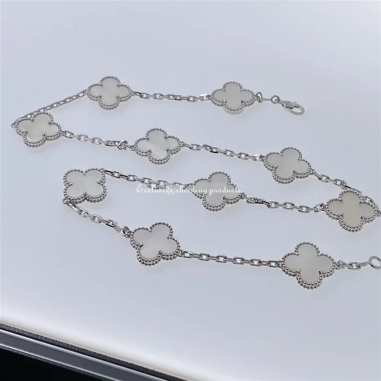 Van Cleef & Arpels Vintage Alhambra VCARF48500 necklace 10 motifs White gold Mother-of-pearl necklace 6