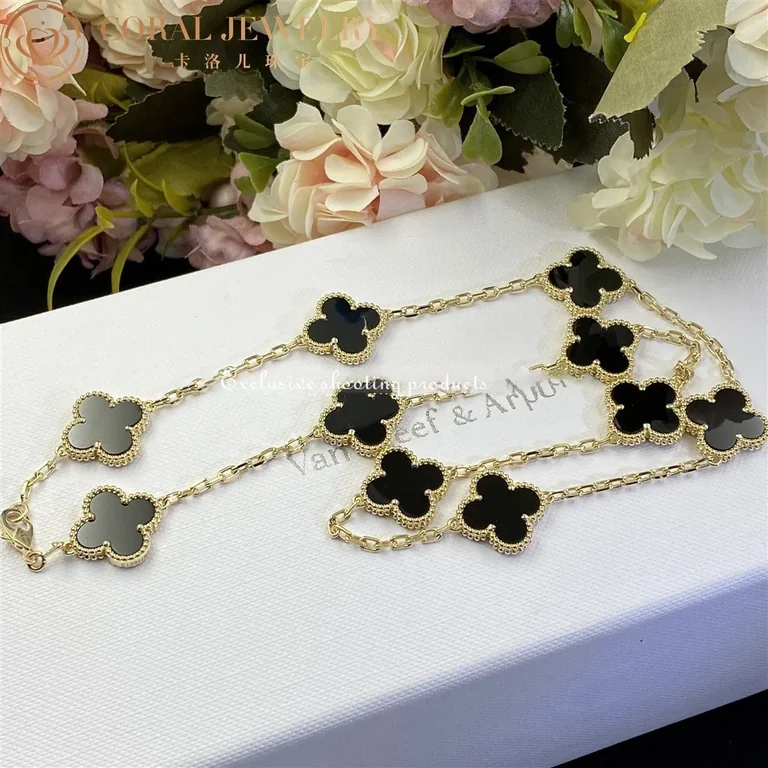 Van Cleef & Arpels VCARA42700 Necklace Vintage Alhambra 10 Motifs 18k Yellow Gold Onyx Necklace 6