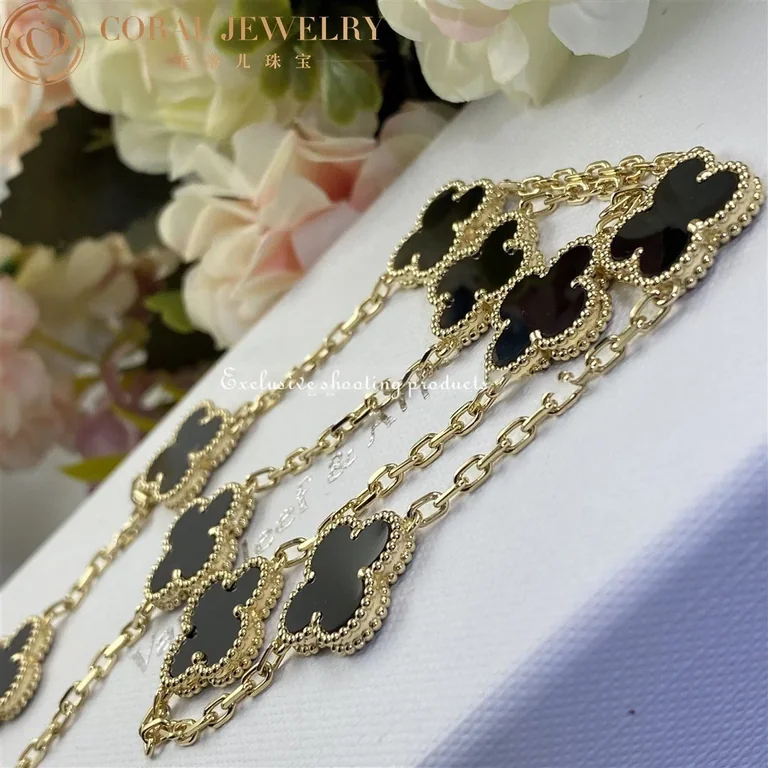 Van Cleef & Arpels VCARA42700 Necklace Vintage Alhambra 10 Motifs 18k Yellow Gold Onyx Necklace 5