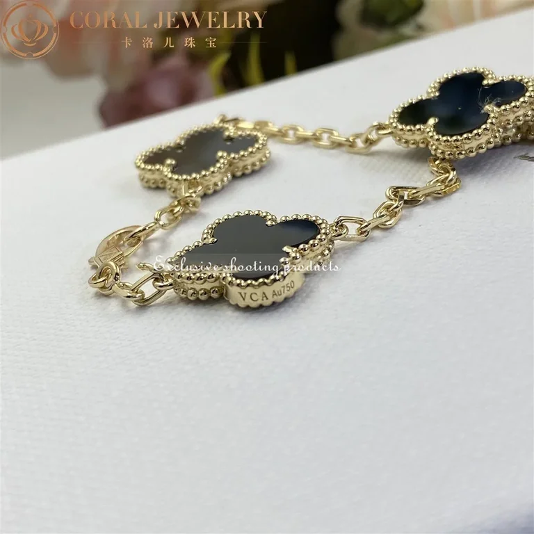 Van Cleef & Arpels VCARA42700 Necklace Vintage Alhambra 10 Motifs 18k Yellow Gold Onyx Necklace 4