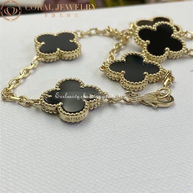 Van Cleef & Arpels VCARA42700 Necklace Vintage Alhambra 10 Motifs 18k Yellow Gold Onyx Necklace 3