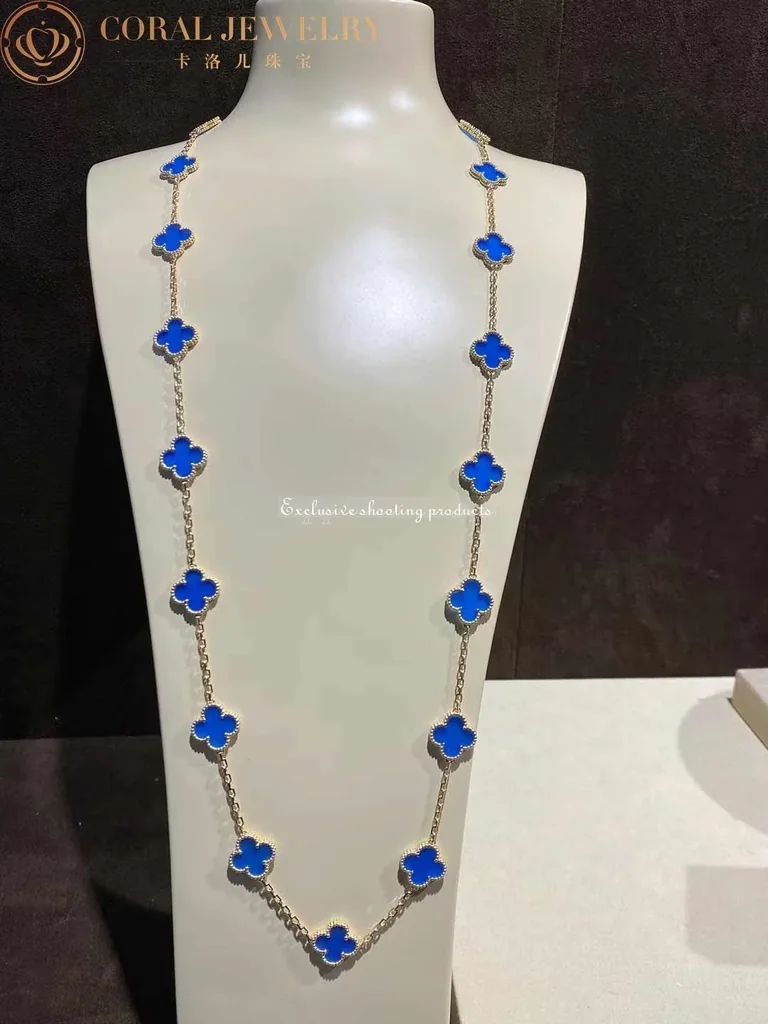 Van Cleef & Arpels VCARP7RN00 Vintage Alhambra necklace long 20 motifs Yellow gold Agate necklace 3