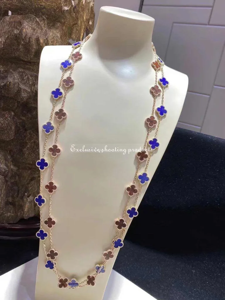 Van Cleef & Arpels Vintage necklace Alhambra long necklace 20 motifs Rose gold Letterwood necklace 6