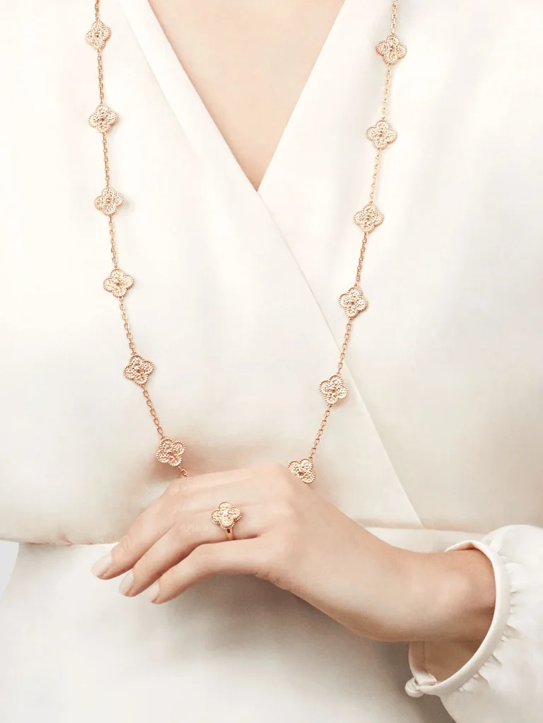 Van Cleef & Arpels VCARN9T000 Vintage Alhambra long necklace 20 motifs Rose gold necklace 5