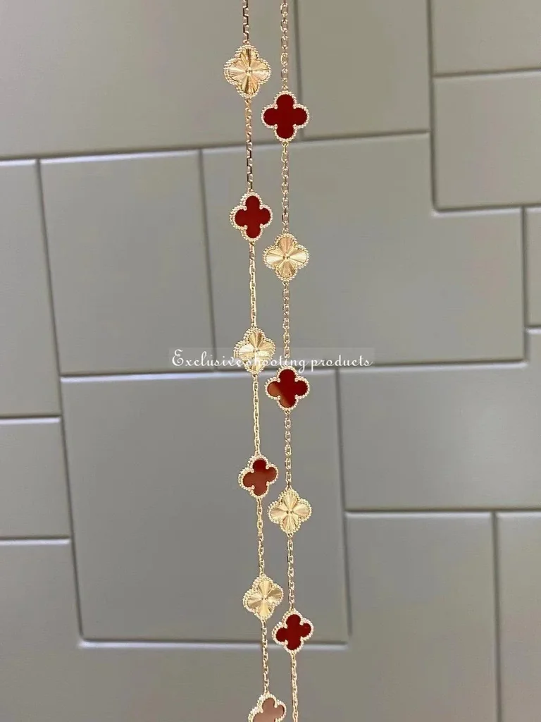 Van Cleef & Arpels VCARP7RO00 Vintage Alhambra long necklace 20 motifs Rose gold Carnelian 8