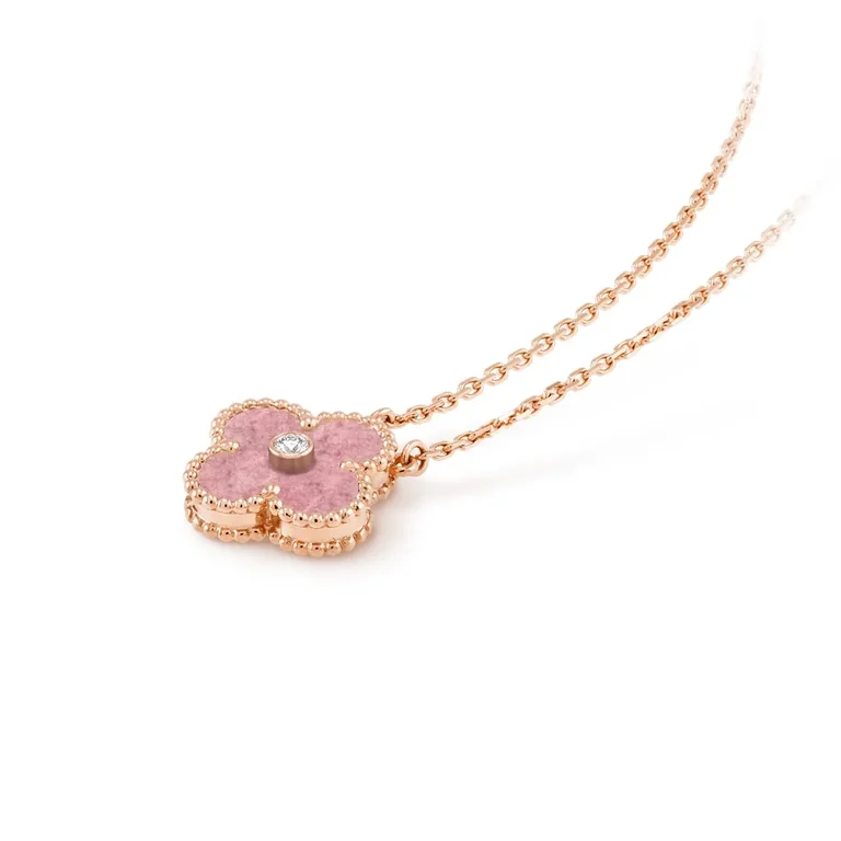 Van Cleef & Arpels VCARP7TD00 Vintage Alhambra Necklace 2021 Holiday Pendant Rose gold Rhodonite Necklaces 4