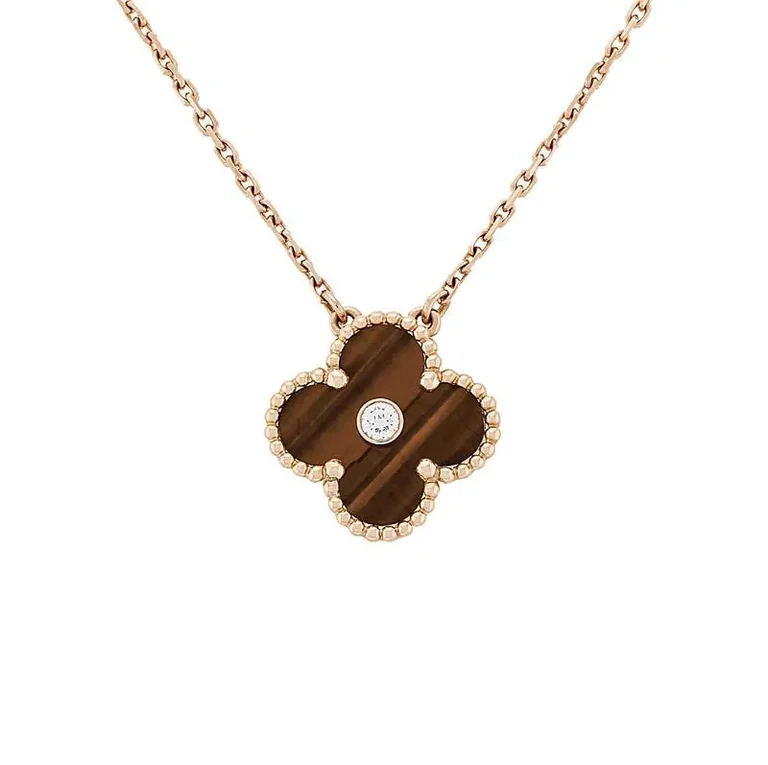 Van Cleef & Arpels Vintage Alhambra 2017 Holiday Diamond Pendant in 18K Rose Gold With Bulls Eye & Diamond Motif (Limited Edition) 1