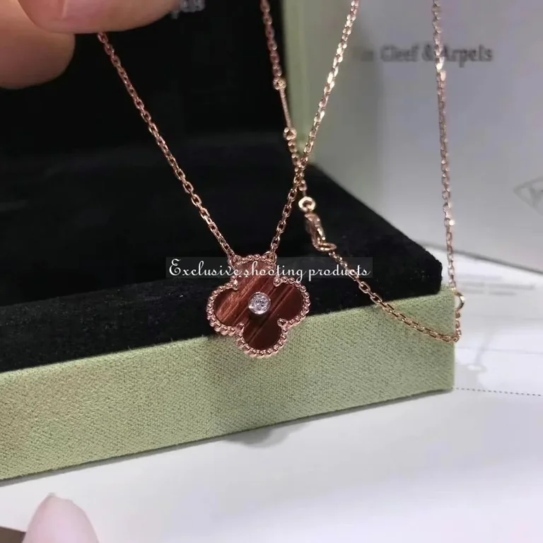 Van Cleef & Arpels Vintage Alhambra 2017 Holiday Diamond Pendant in 18K Rose Gold With Bulls Eye & Diamond Motif (Limited Edition) 5