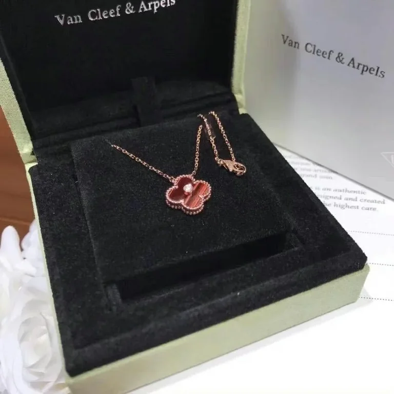 Van Cleef & Arpels Vintage Alhambra 2017 Holiday Diamond Pendant in 18K Rose Gold With Bulls Eye & Diamond Motif (Limited Edition) 3
