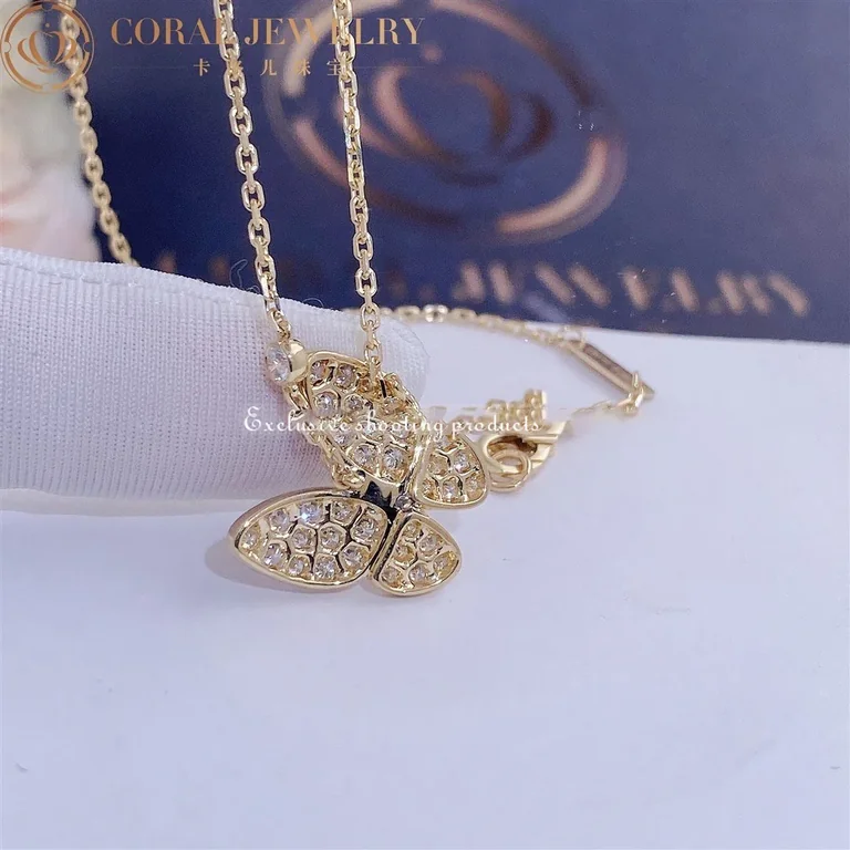 Van Cleef & Arpels VCARP3DP00 Two Butterfly pendant Yellow gold Diamond Necklace 6