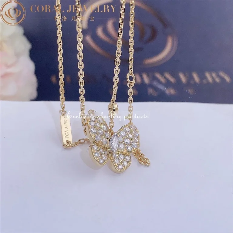 Van Cleef & Arpels VCARP3DP00 Two Butterfly pendant Yellow gold Diamond Necklace 5