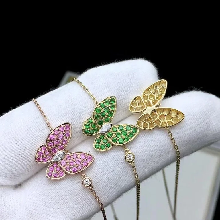 Van Cleef & Arpels VCARO3M300 Two Butterfly pendant Yellow gold Diamond Sapphire Necklace 9