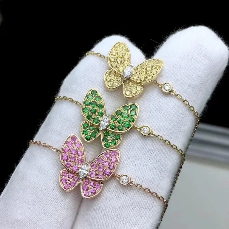 Van Cleef & Arpels VCARO3M300 Two Butterfly pendant Yellow gold Diamond Sapphire Necklace 8