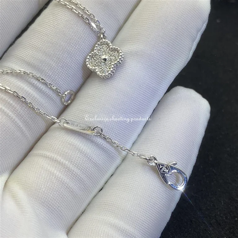 Van Cleef & Arpels VCARO85900 Sweet Alhambra pendant White gold Diamond Necklace 2