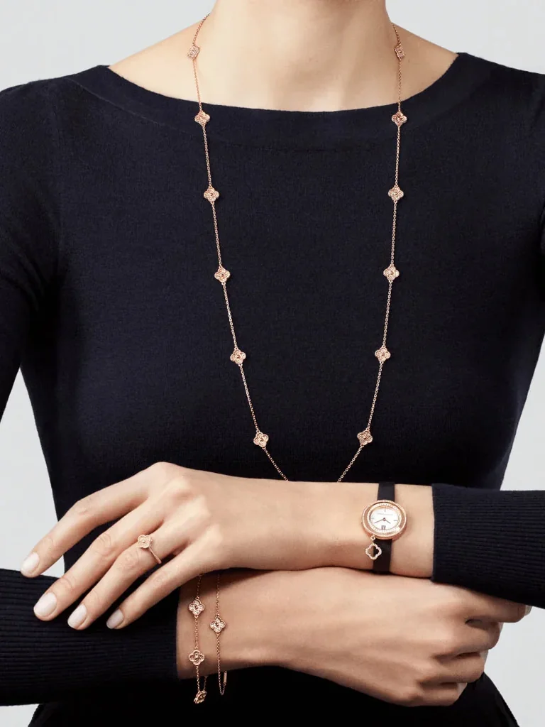Van Cleef & Arpels VCARO8DG00 Sweet Alhambra Long Necklace 16 Motifs Rose Gold Necklace 9