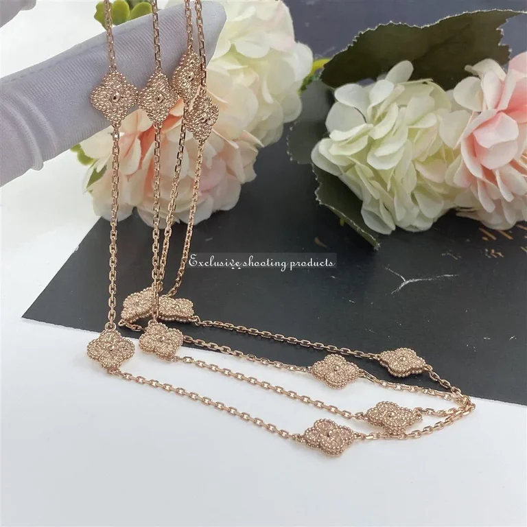 Van Cleef & Arpels VCARO8DG00 Sweet Alhambra Long Necklace 16 Motifs Rose Gold Necklace 8