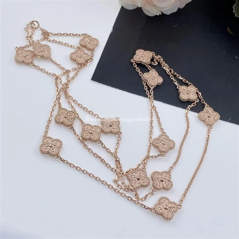 Van Cleef & Arpels VCARO8DG00 Sweet Alhambra Long Necklace 16 Motifs Rose Gold Necklace 7